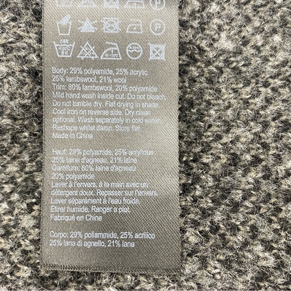 All Saints Grey Black Khaki Patterned V-Neck Wool Blend Cardigan - Picture 11 of 12